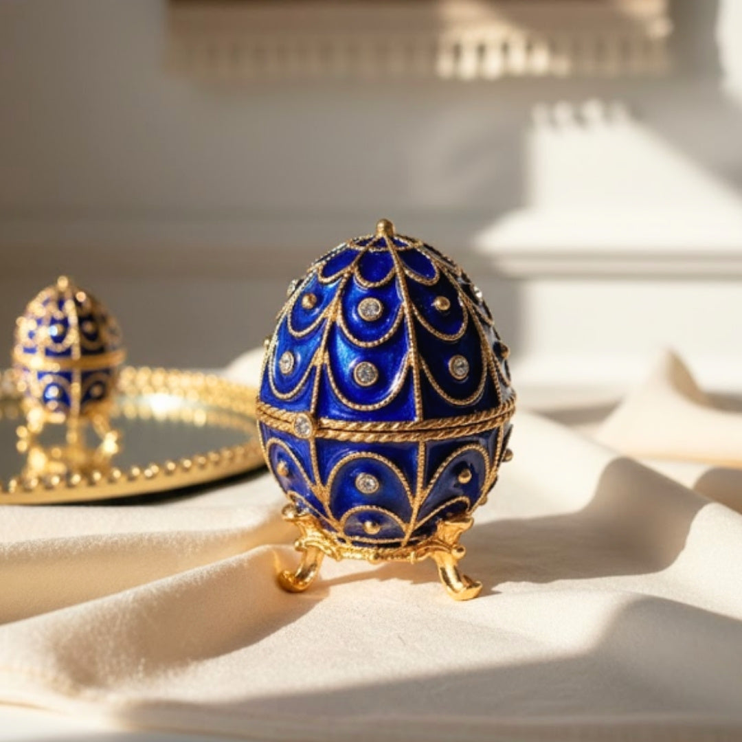 Eksklusivt metalskrin med krystaller - Fabergéæg - B0748-17 BL