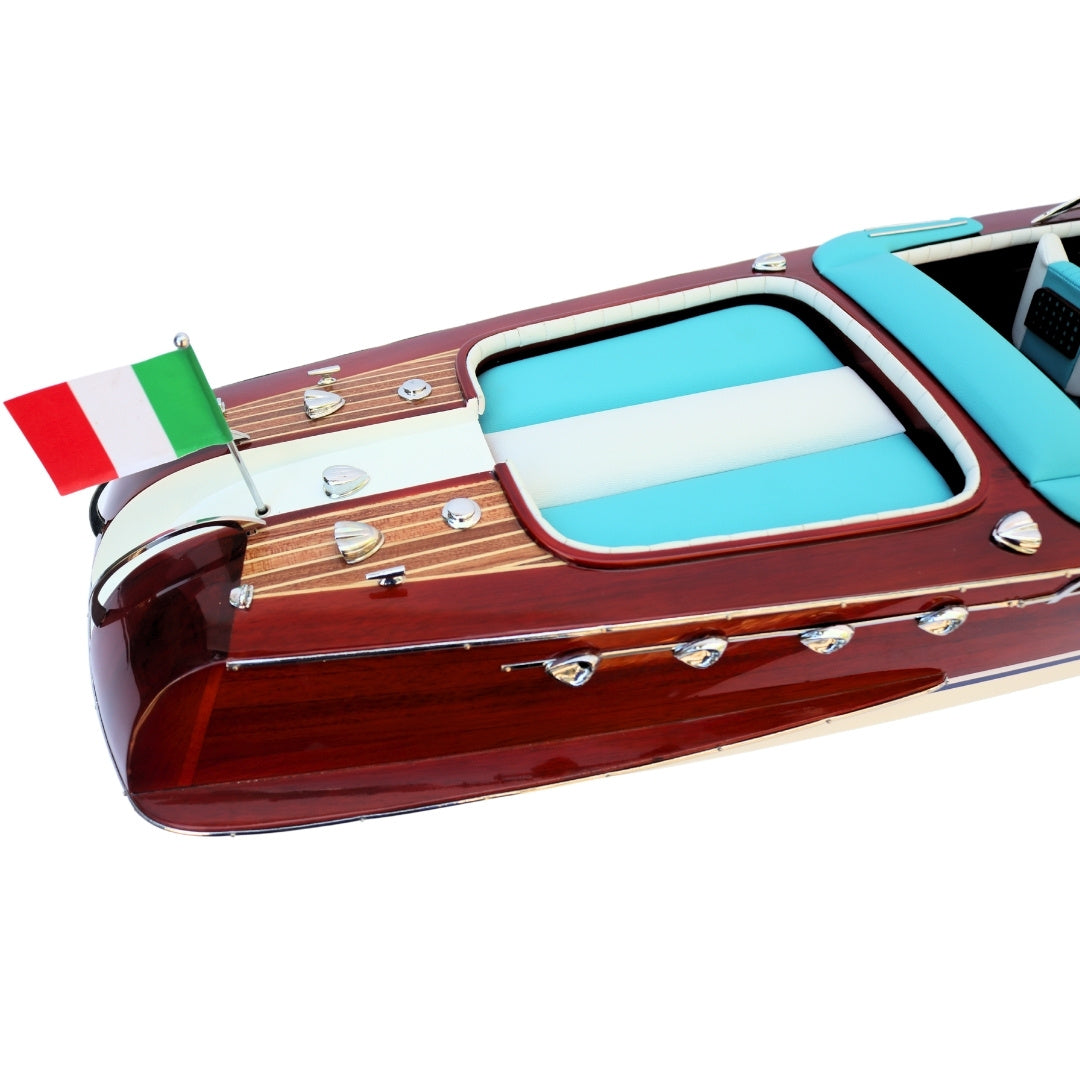 Eksklusiv model af Reeva Aquarama motorbåd 87cm - stor træmodel af klassisk italiensk motorbåd – 4P-90