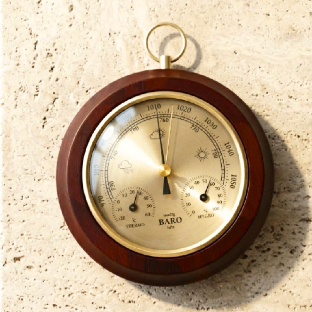 3-i-1 vejrstation, termometer, barometer, hygrometer, rund - YG386