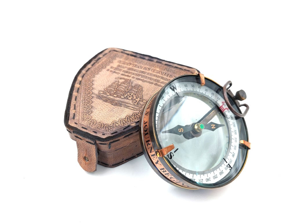 Magnetisk kompas - Map Reader i læderetui – retro-gadget - NC2929