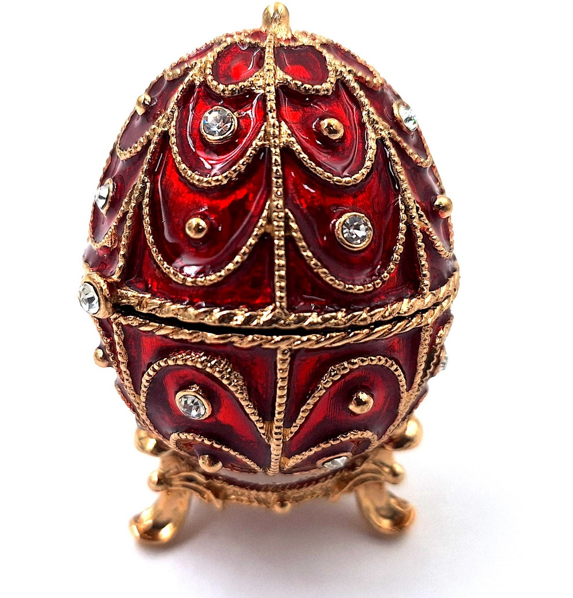 Eksklusivt metalskrin med krystaller - Fabergéæg - B0748-17 RD