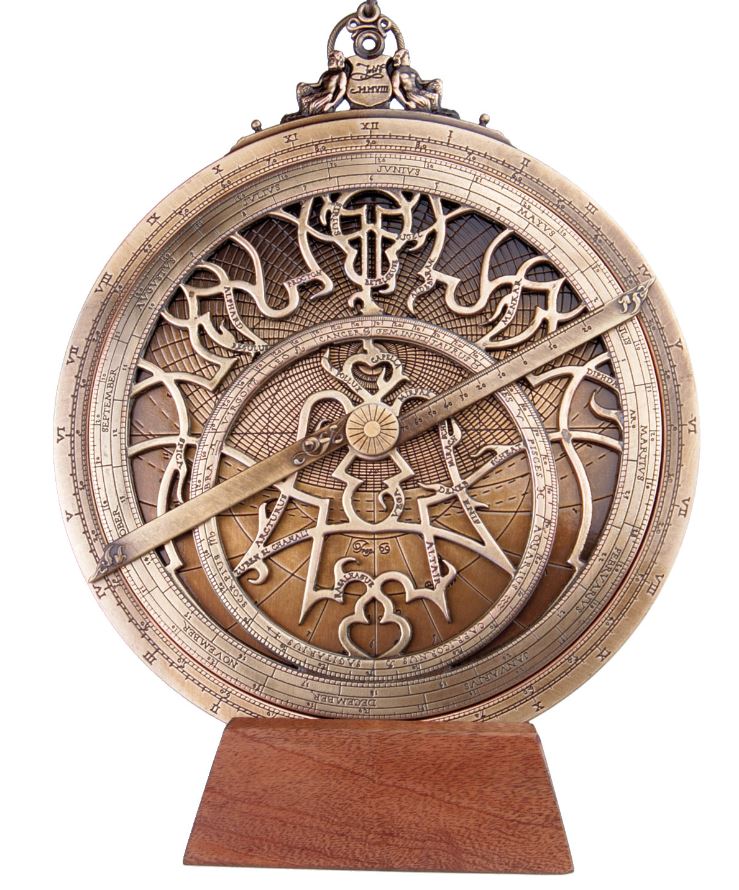 Stort europæisk astrolabium - diameter 20 cm - premiumgave til astronom eller sejler - H35