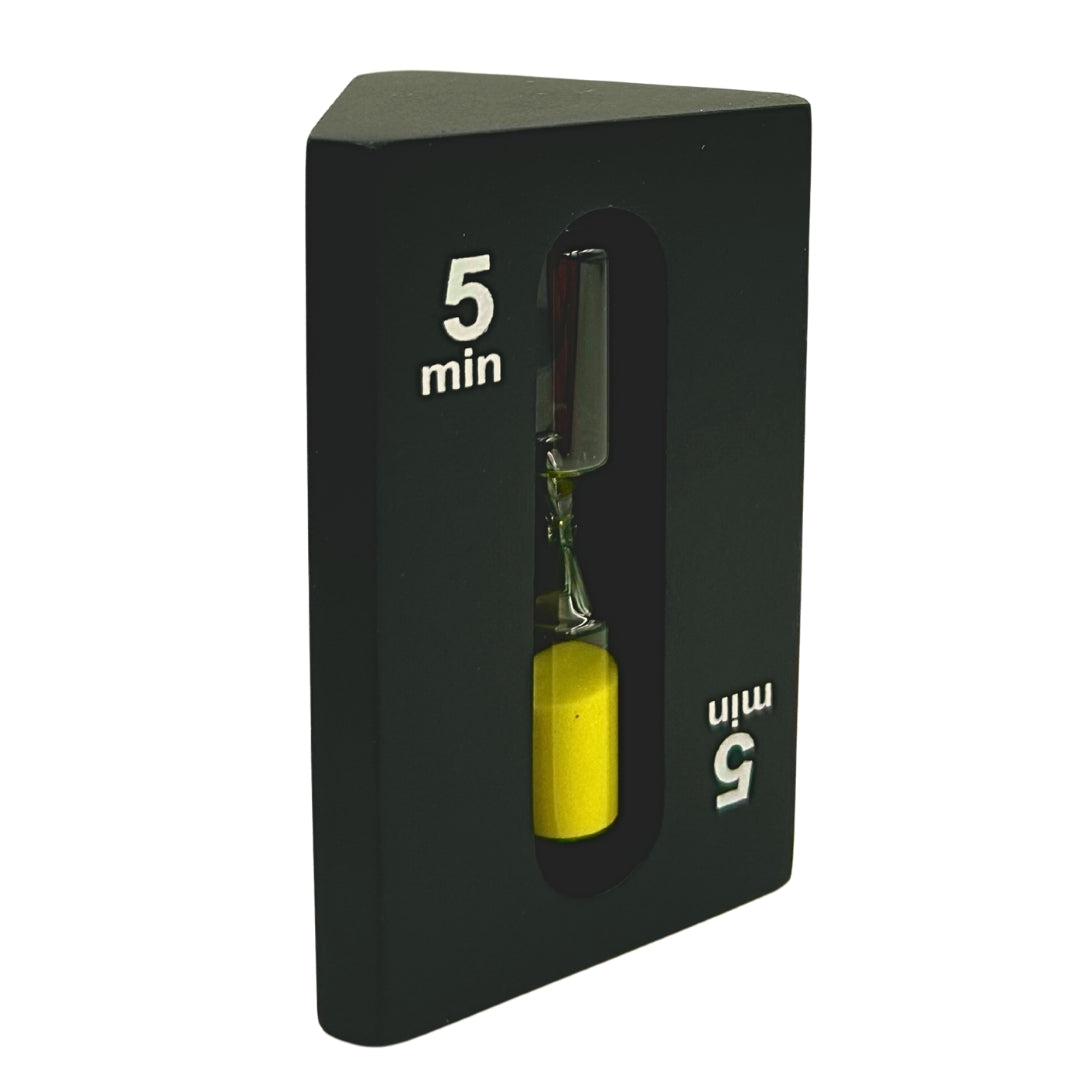 Timeglas 1-3-5 minutter tresidet sort - ideelt til brætspil - STW6