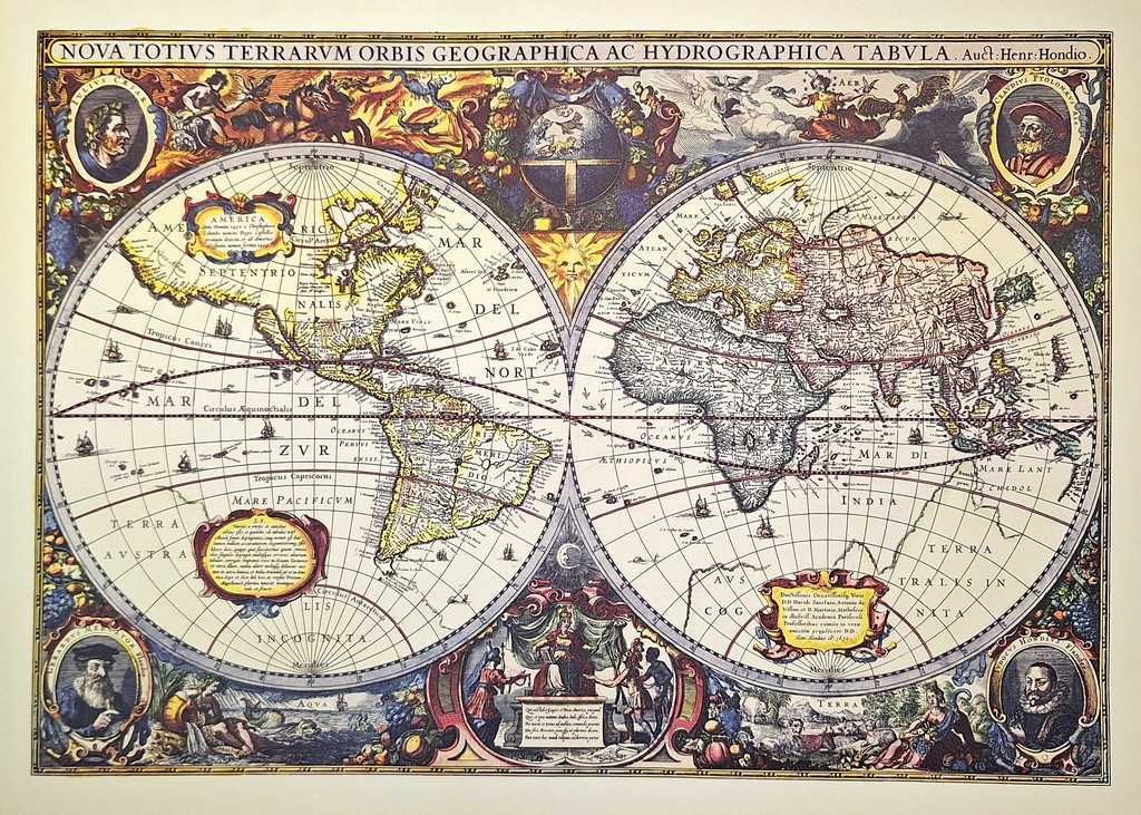 Verdenskort 1630 - J.Hondius reprint - M1630 - gave til historiker