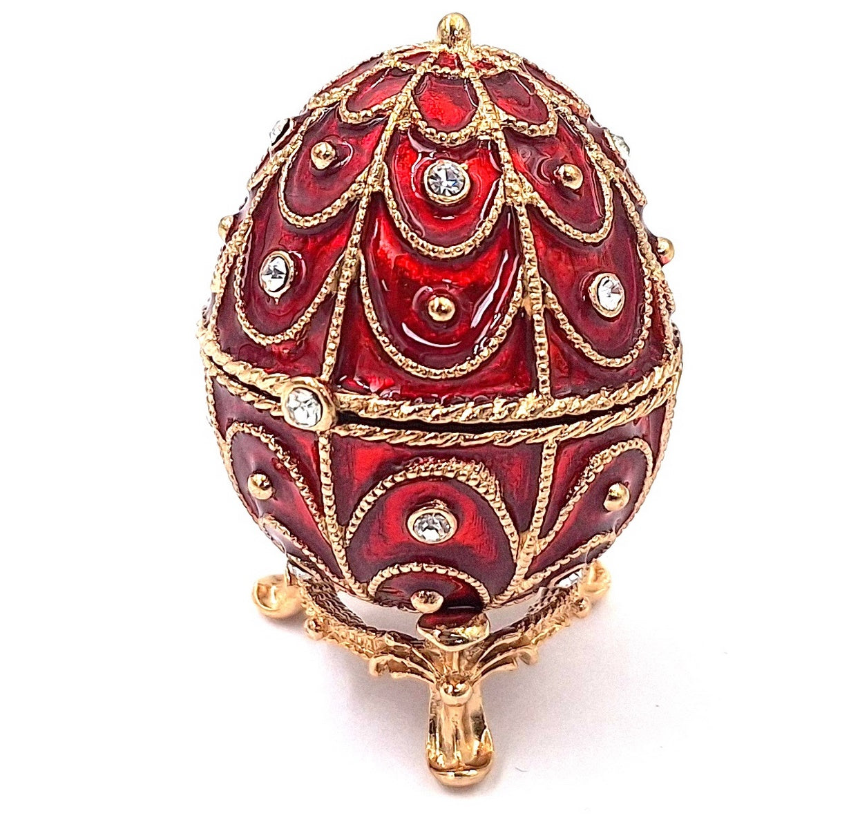 Eksklusivt metalskrin med krystaller - Fabergéæg - B0748-17 RD