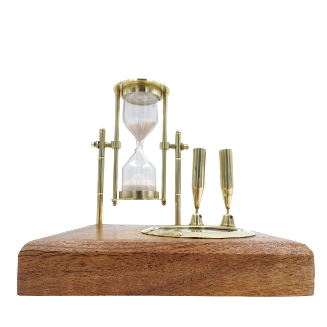 Retro skrivebordssæt - Timeglas Kompas og penneholdere - NC2618OP