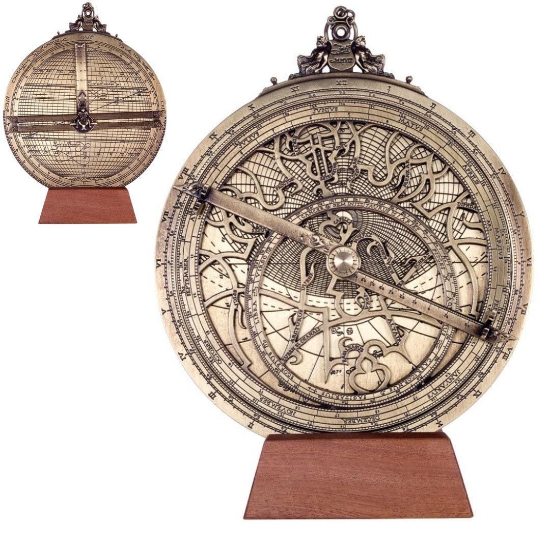 Stort Rojas-astrolabium i messing – diameter 20 cm – reproduktion – H34