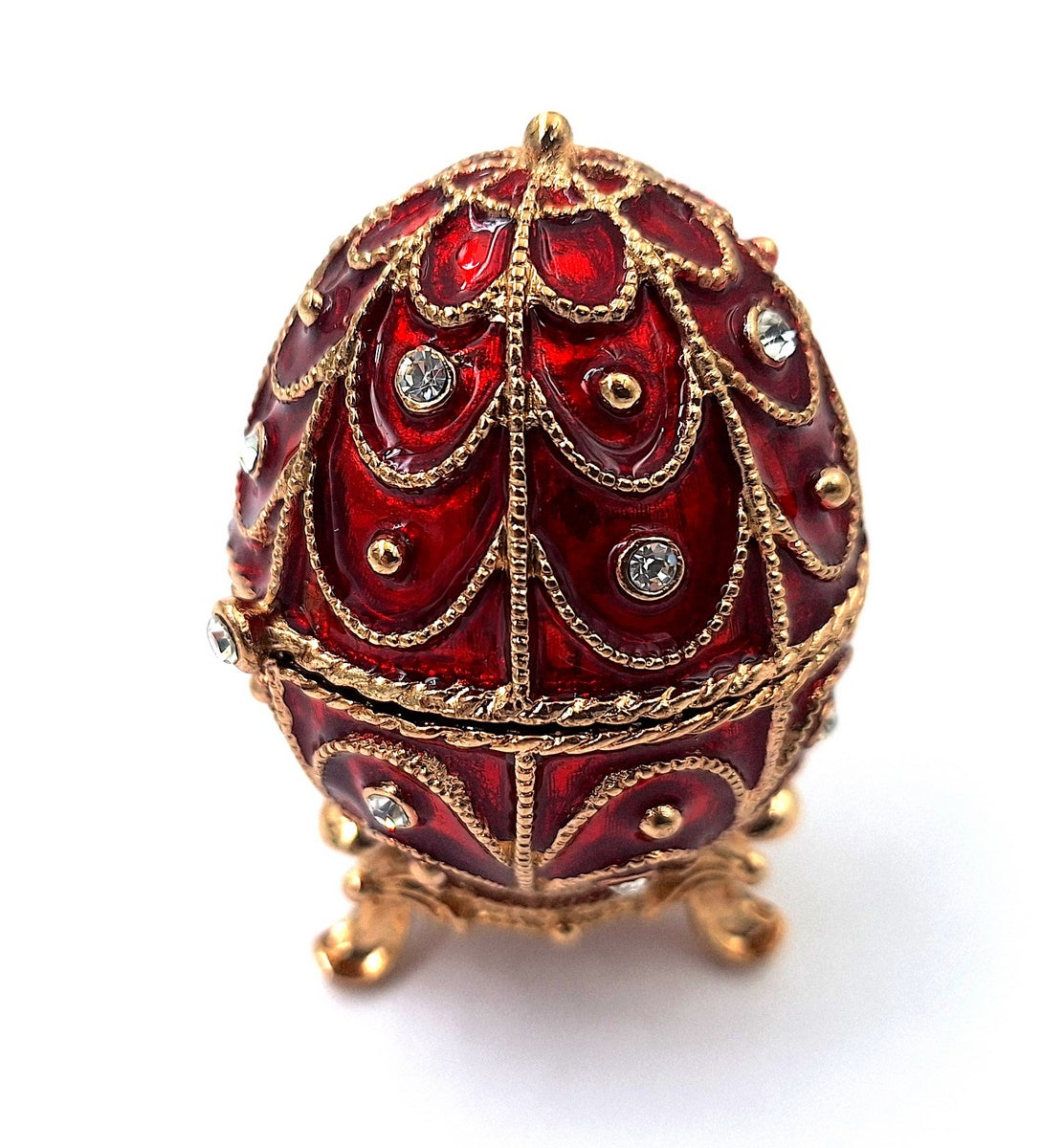 Eksklusivt metalskrin med krystaller - Fabergéæg - B0748-17 RD