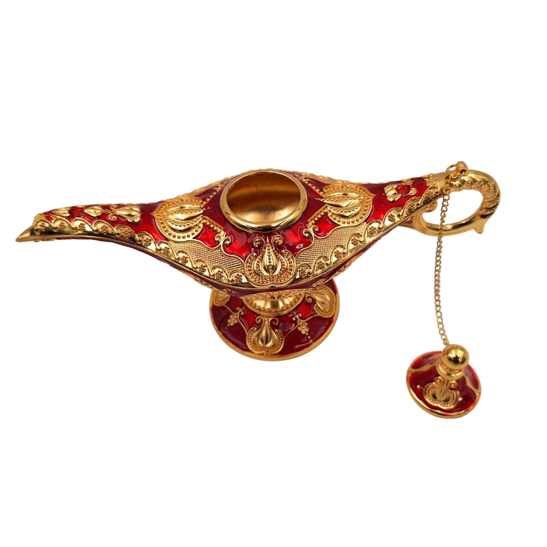 Aladdins lampe LAR med smukke gulddekorationer, 22 x 7 x 11 cm