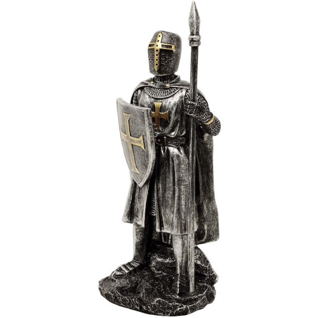 Figur af ridder med lanse 20 cm, polyresin - MC-23080