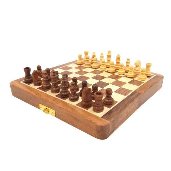 Magnetisk træskak 17x17cm - sammenklappeligt - DNU-025
