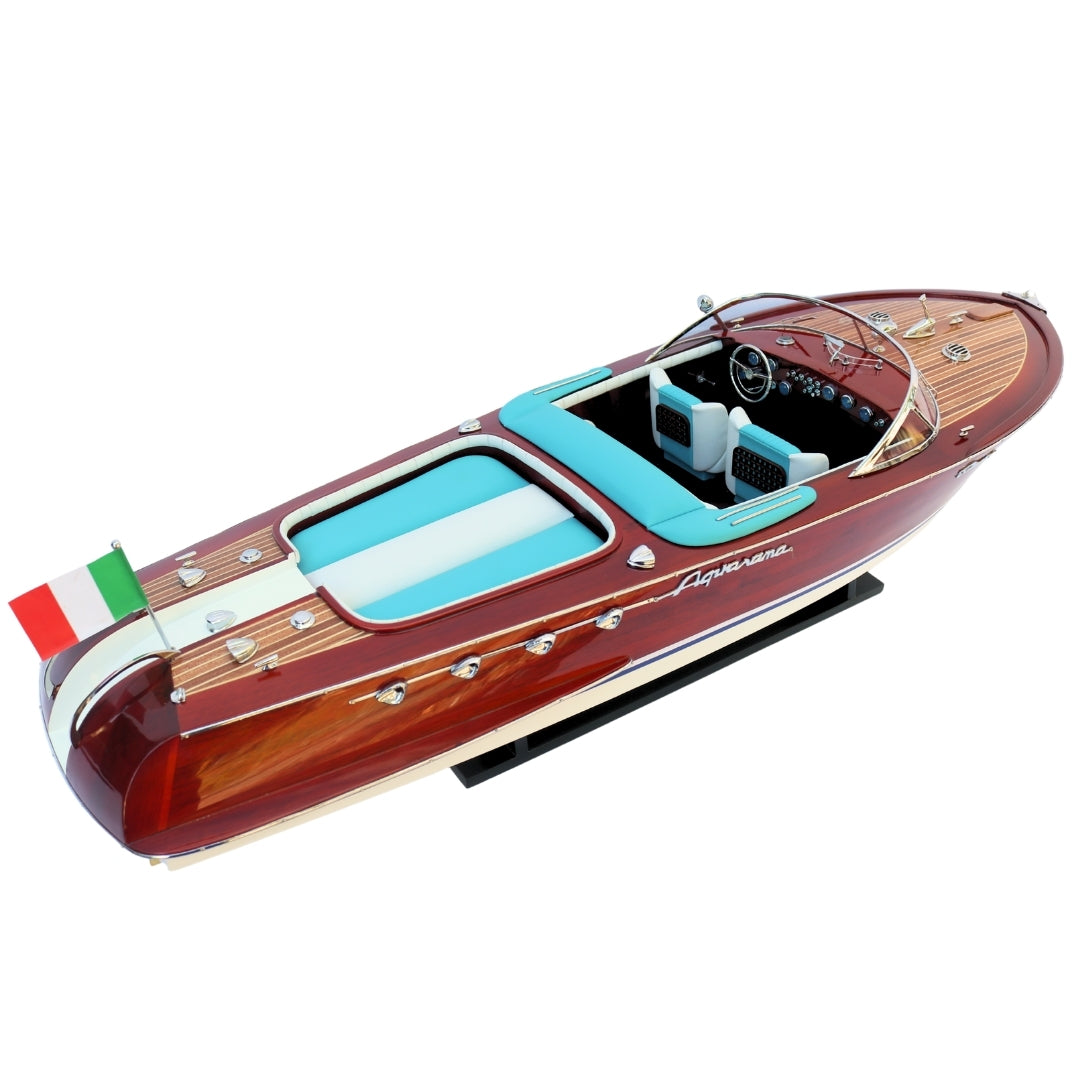 Eksklusiv model af Reeva Aquarama motorbåd 87cm - stor træmodel af klassisk italiensk motorbåd – 4P-90