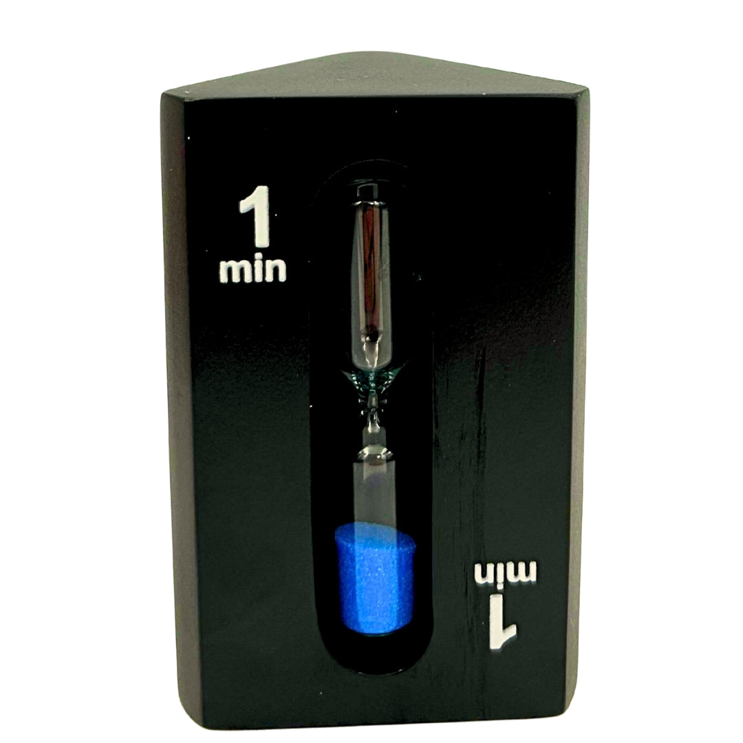Timeglas 1-3-5 minutter tresidet sort - ideelt til brætspil - STW6