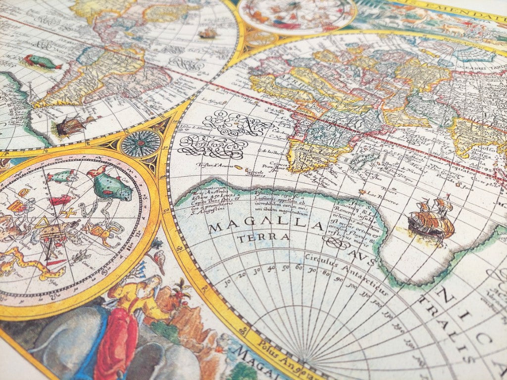 Gammelt verdenskort - Orbis Terrarum reprint - P. Plancius, 1594 r. M1594