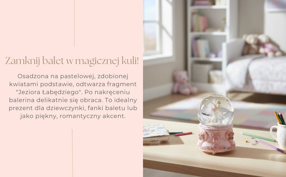 Spilledåse med dansende ballerina i glaskugle 15cm – MG-963