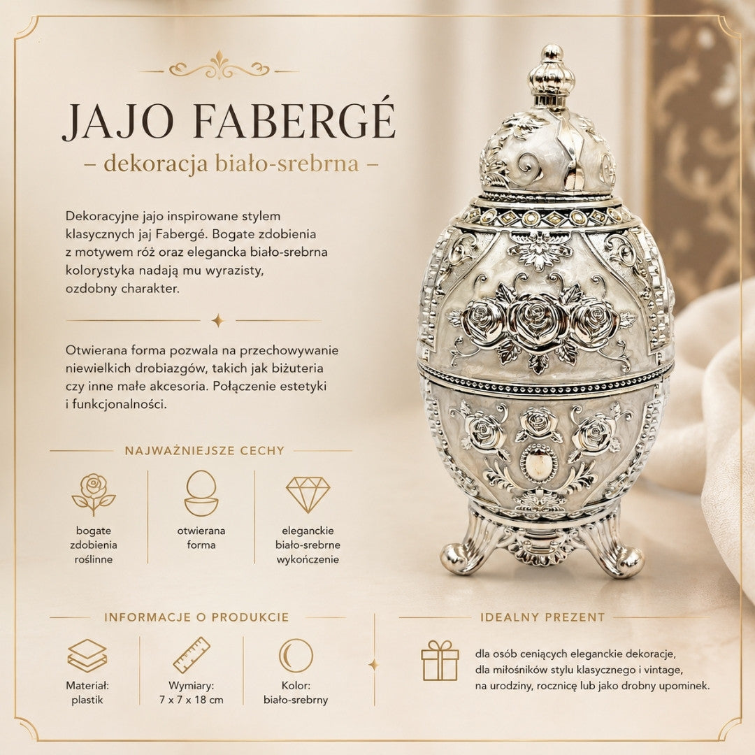 Sølvfarvet oplukkeligt Fabergé-æg - SRWS