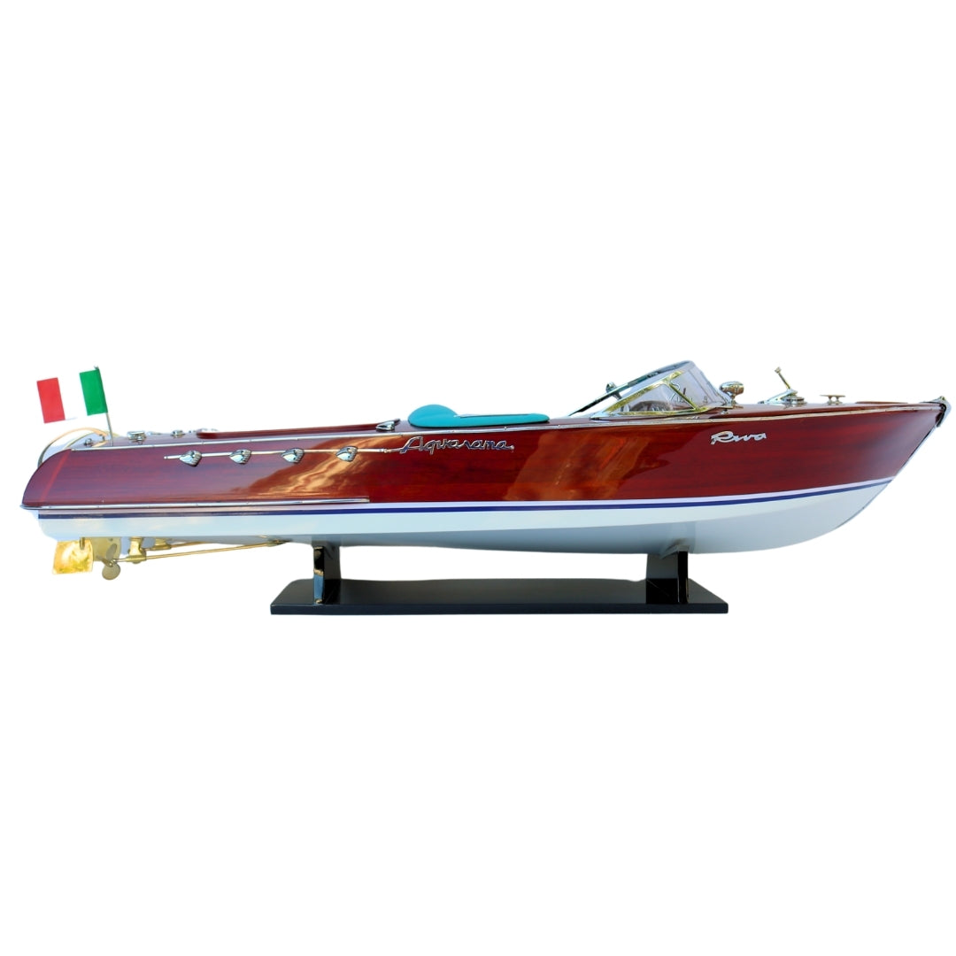 Eksklusiv model af Reeva Aquarama motorbåd 87cm - stor træmodel af klassisk italiensk motorbåd – 4P-90