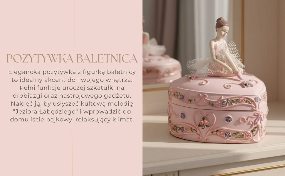 Spilledåse smykkeæske med ballerina, hjerte, Svanesøen – MP-19031