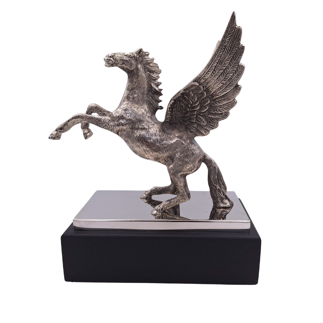 Pegasus - dekorativ aluminiumsfigur på stål- og træfod - NI9935