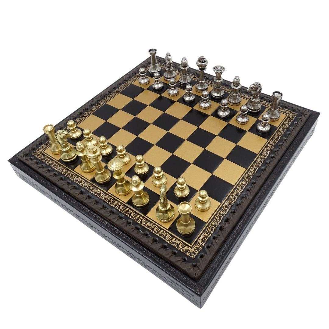 Eksklusivt skakspil i messing Italfama 28x28 cm – N001