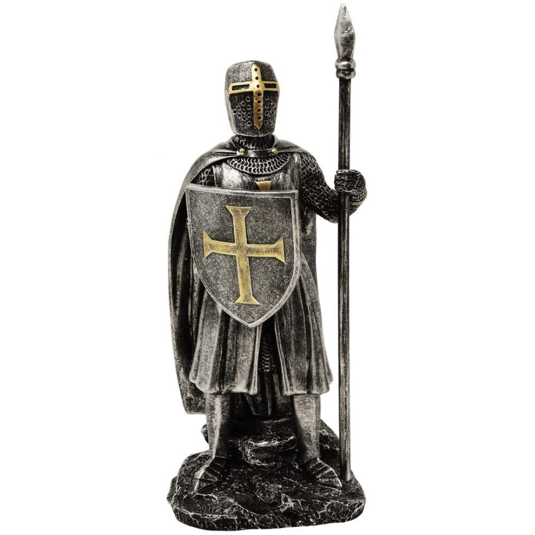 Figur af ridder med lanse 20 cm, polyresin - MC-23080