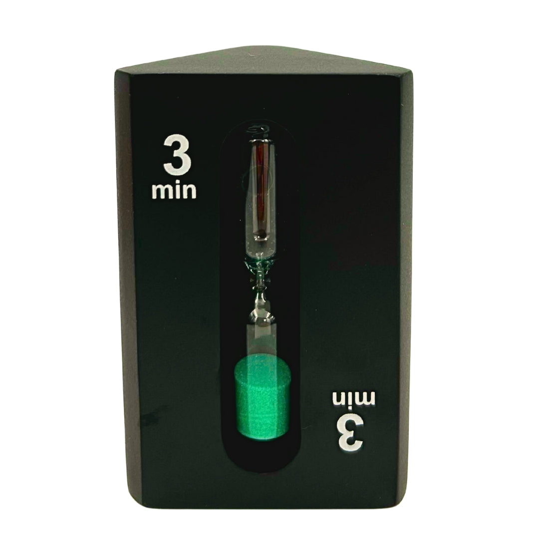 Timeglas 1-3-5 minutter tresidet sort - ideelt til brætspil - STW6