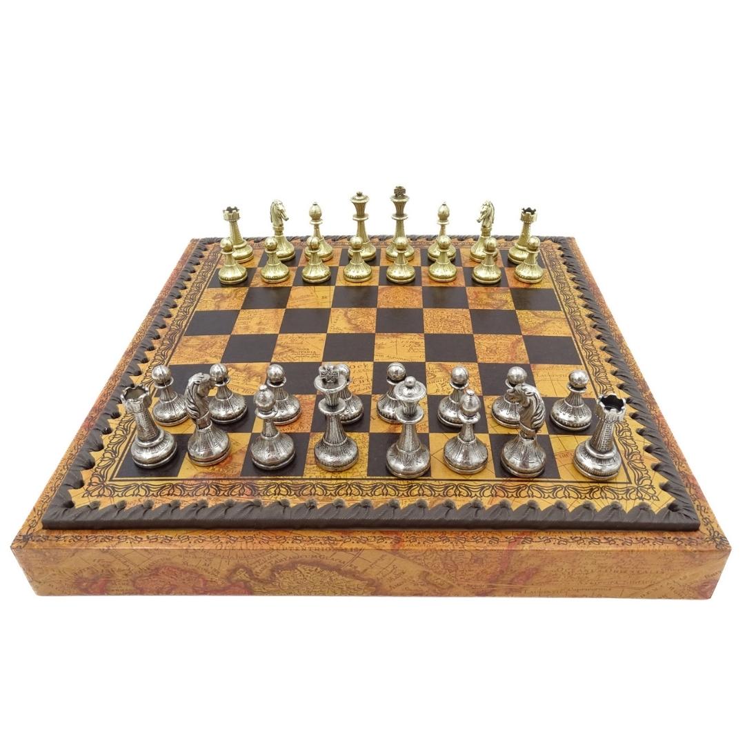 Eksklusivt skakspil i metal Italfama 28x28 cm – N035