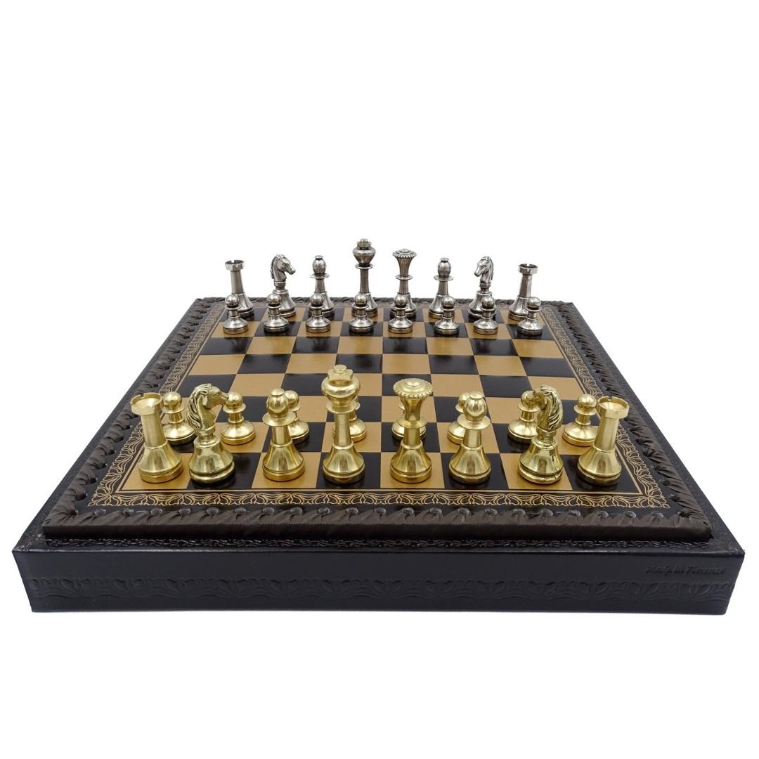 Eksklusivt skakspil i messing Italfama 28x28 cm – N001