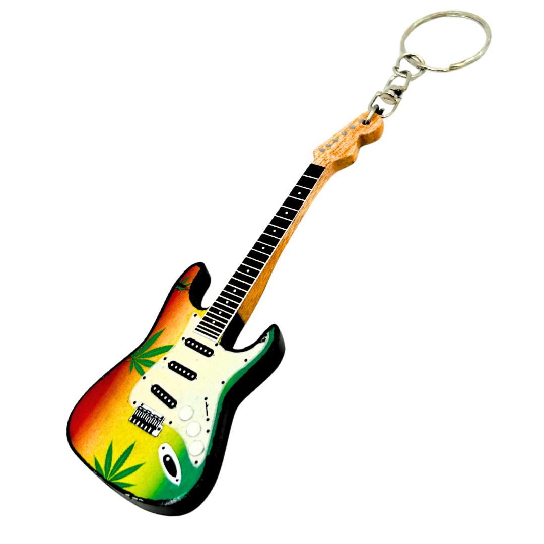 Nøglering guitar i stil med Bob Marley, reggae-gadget - EGK-0641