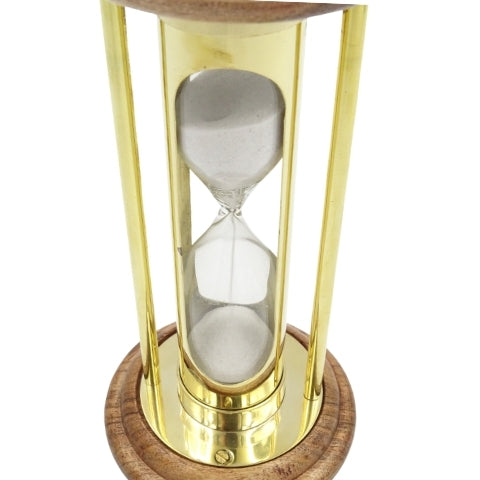 Timeglas i messing og træ 5 min retrostil - NC3031