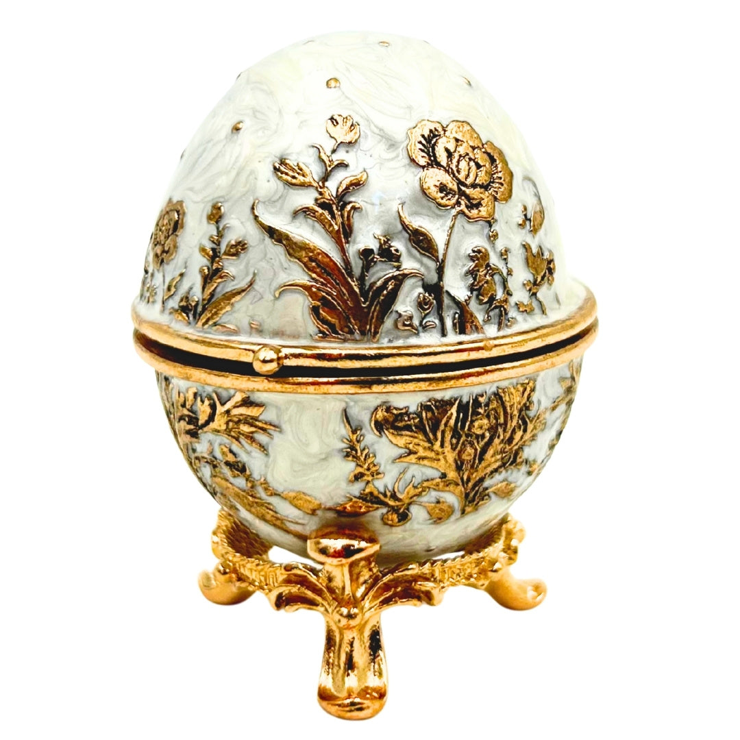 Eksklusiv metallsmykkeskrin, Fabergé-æg med krystaller - B0794-00
