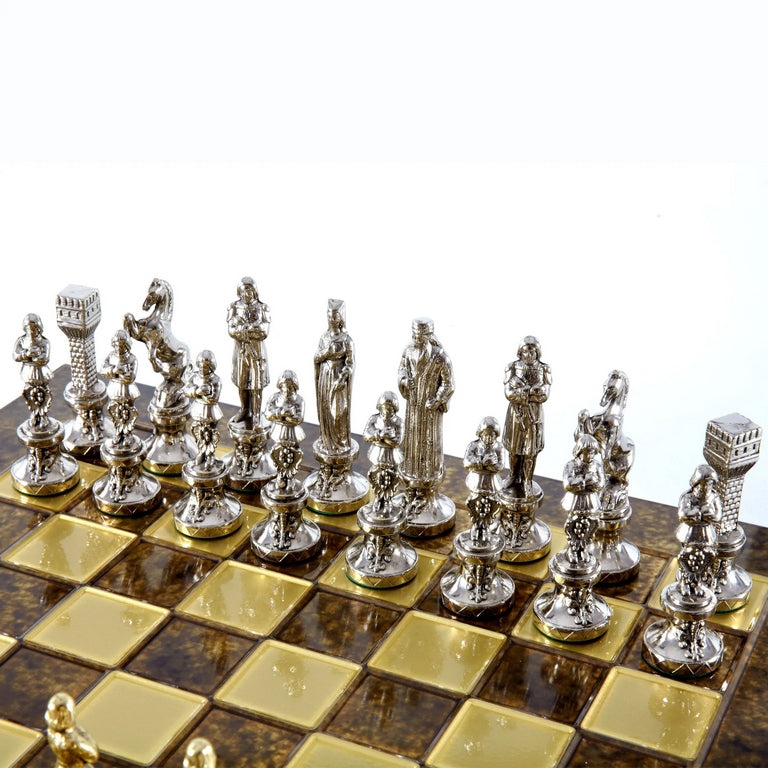 Stort eksklusivt skakspil – 36x36 cm – guld-sølv - Renæssance S9BRGS