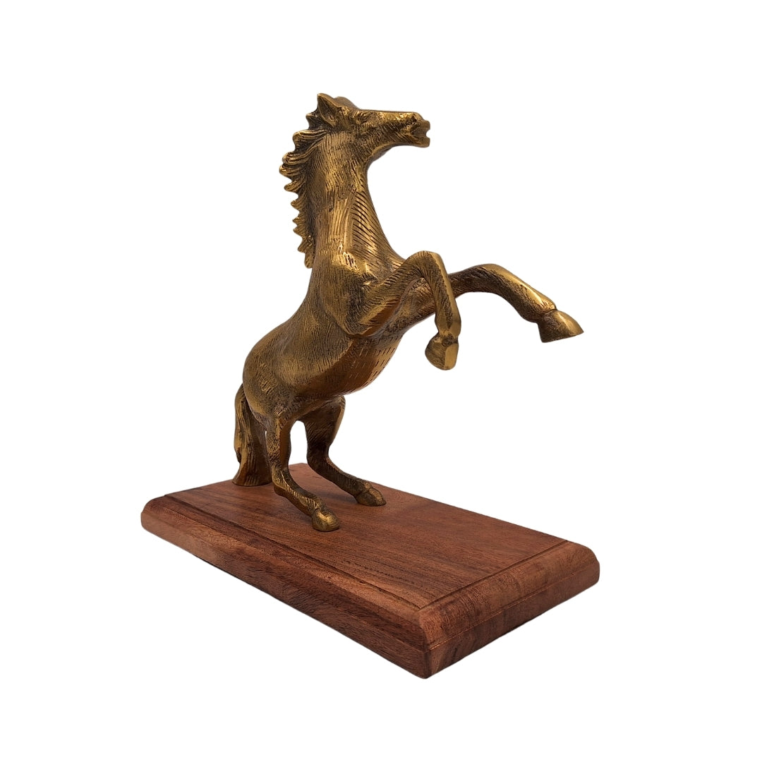 Hest - aluminiumsfigur på træfod - NI9537