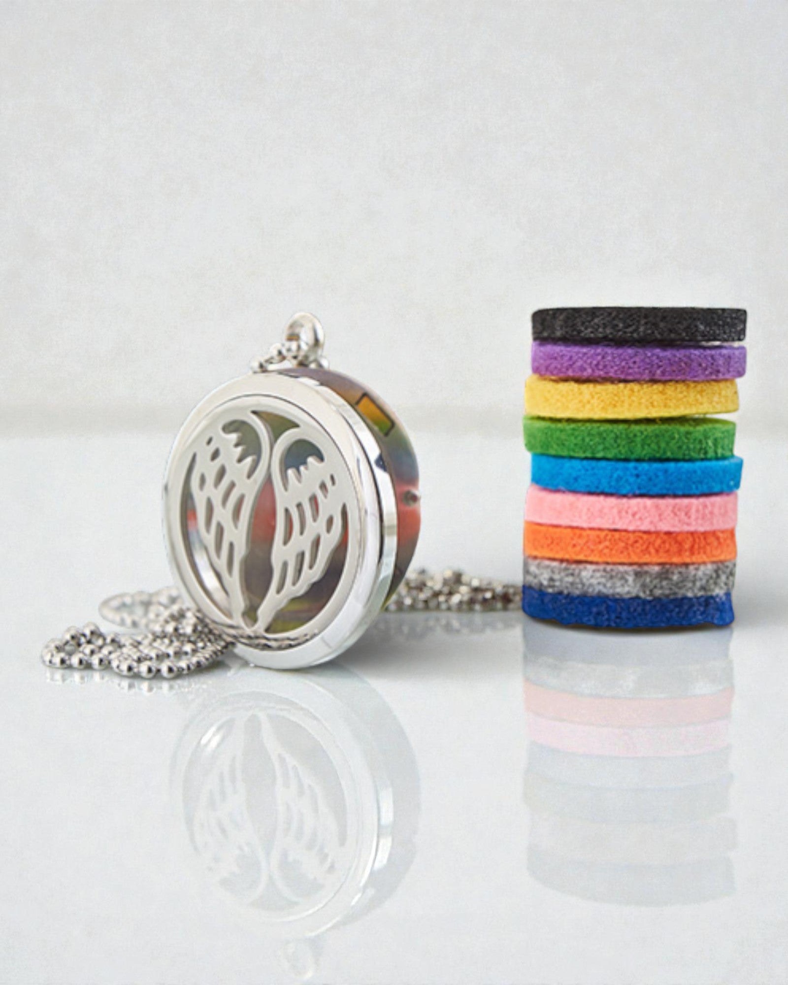 Aromalife Angelic Wings halskæde – Duftmedaljon Englevinger 30 mm