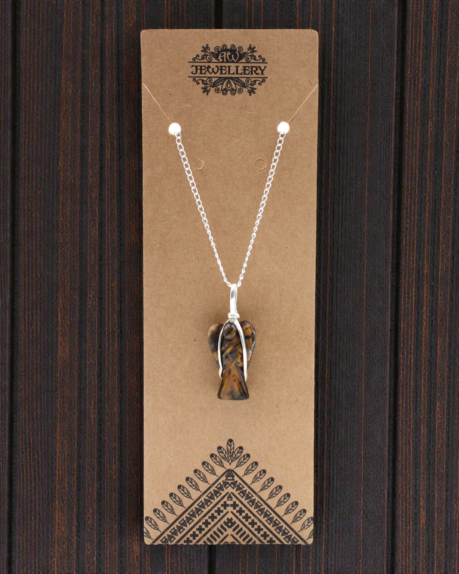 Vogterånd – vedhæng med skytsengel af tigerøje