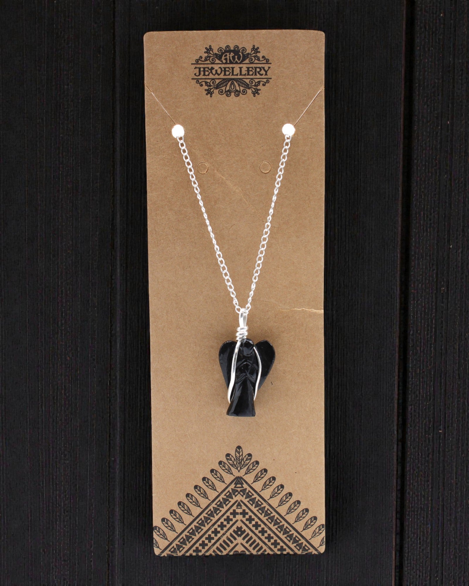 Guardian Noctis – Vedhæng skytsengel af sort agat