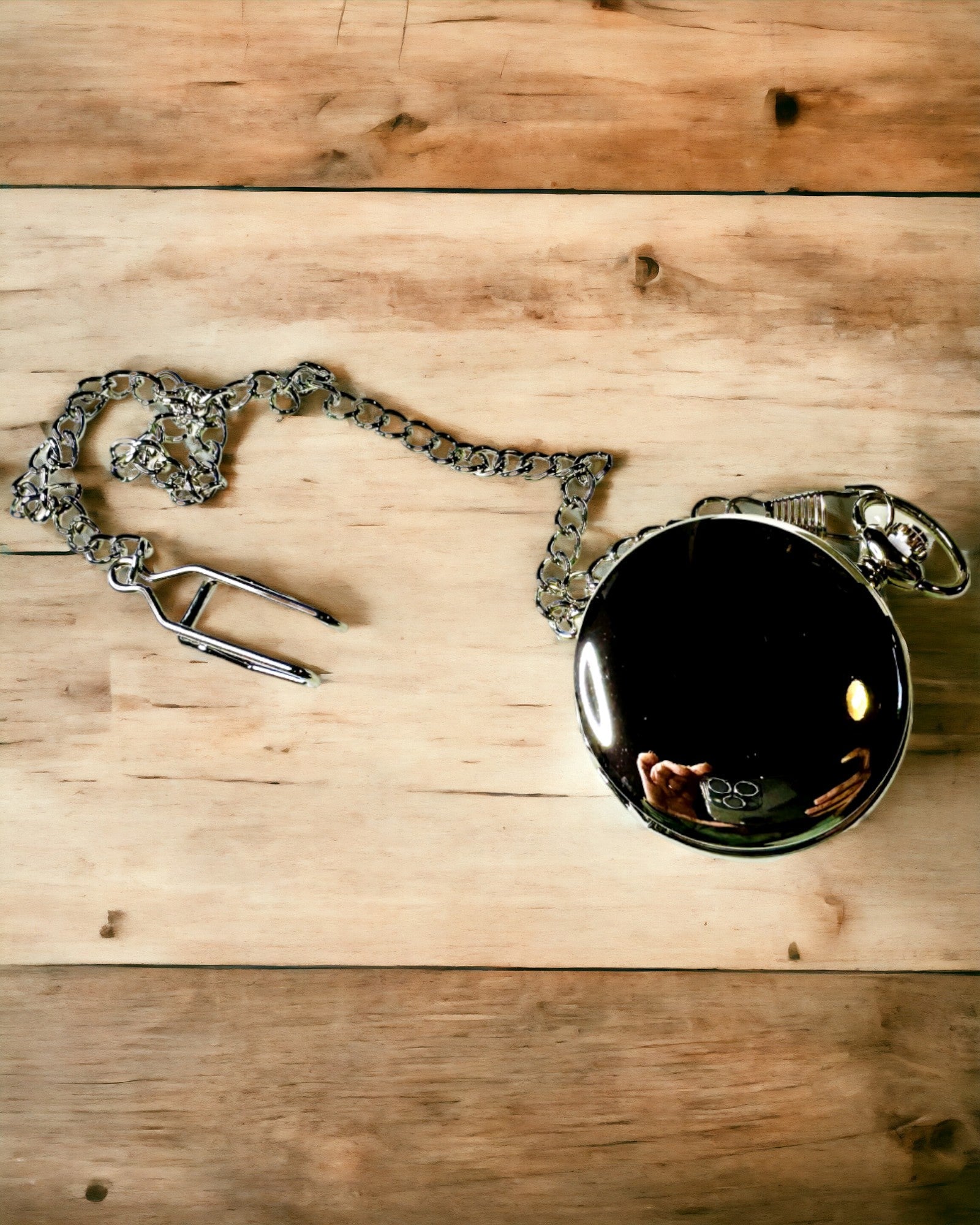 Klassisk Lommeur med Romertal og Kæde, Kvarts, Stålglans - sølvfarvet