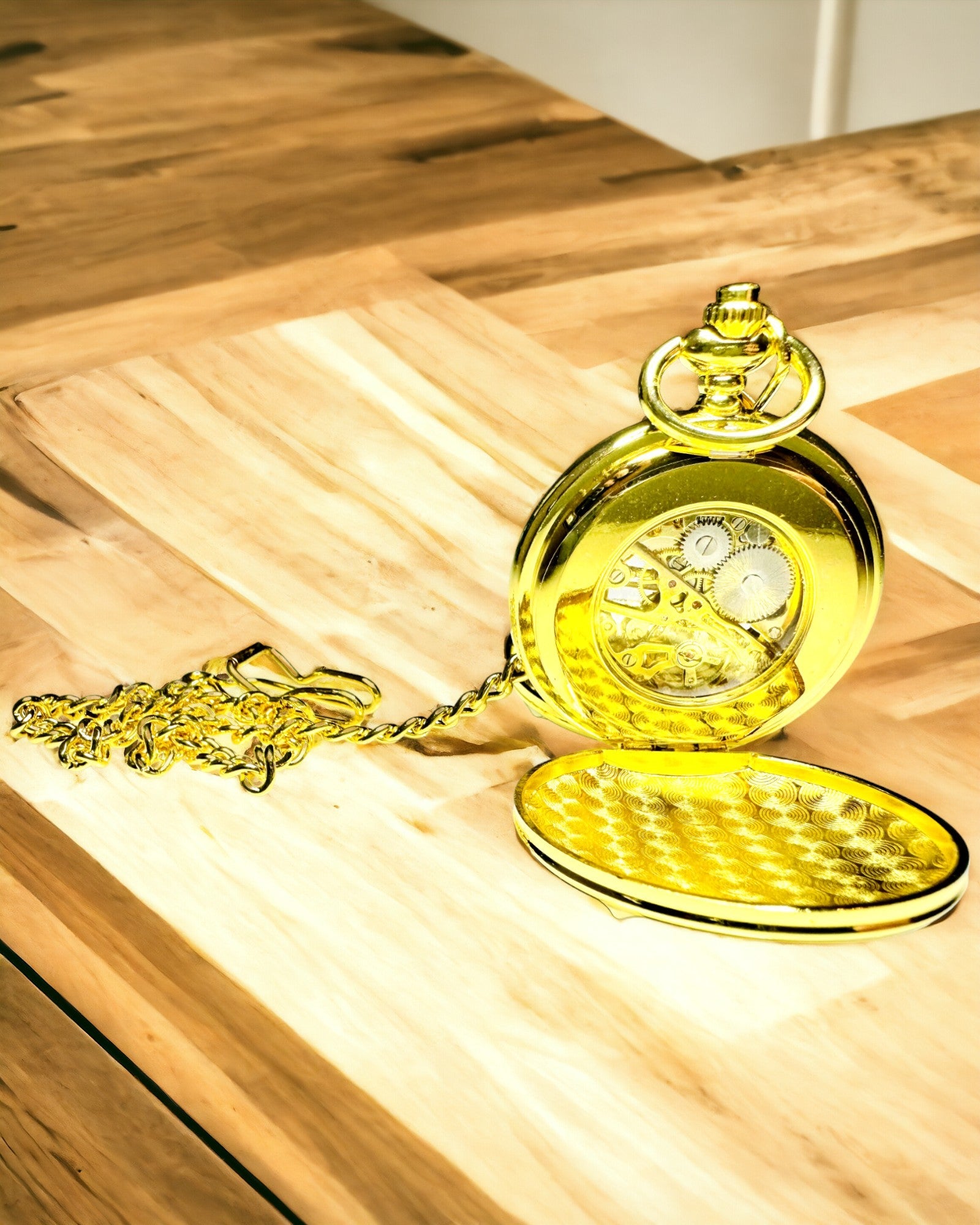 Klassisk Mekanisk Lommeur med Dobbelt Låg, Manuel, Guld Farve, med Gravering