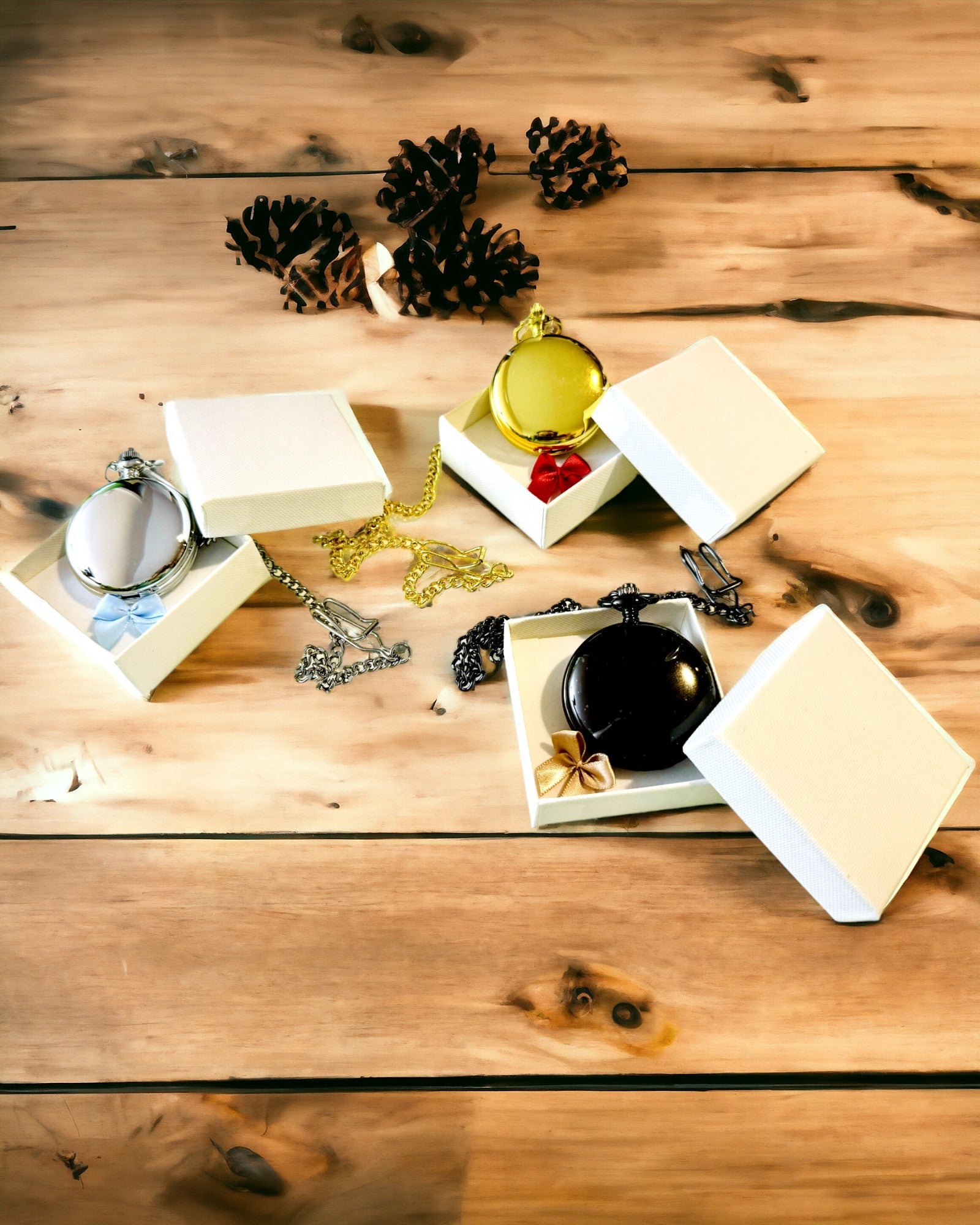 Klassisk Mekanisk Lommeur med Dobbelt Dæksel – Manuel, Sort, personalisering med gravering