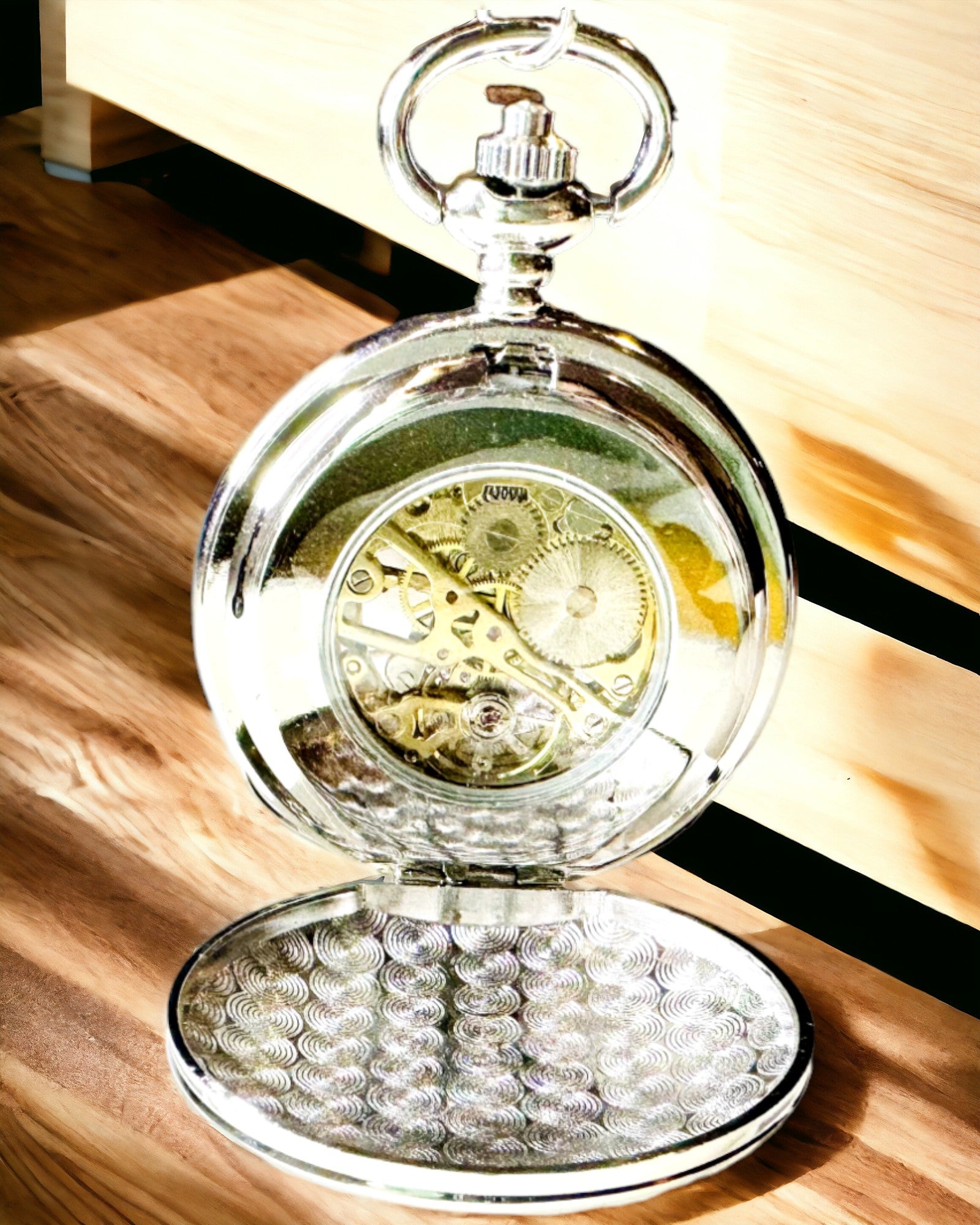 Klassisk Mekanisk Lommeur med Dobbelt Låg, Manuel, Sølvfarvet