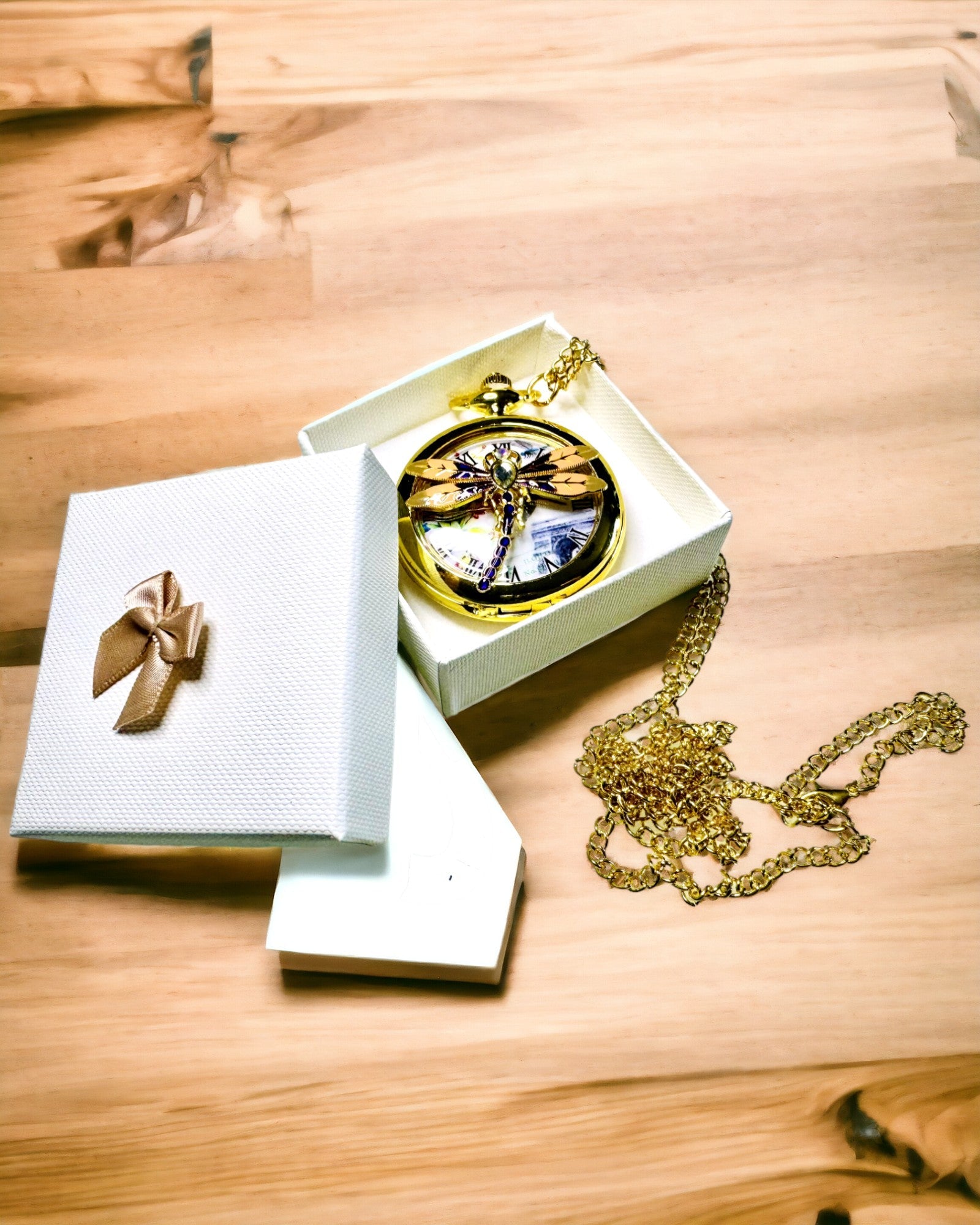 Klassisk Vintage Lommeur med Gennemsigtigt Låg