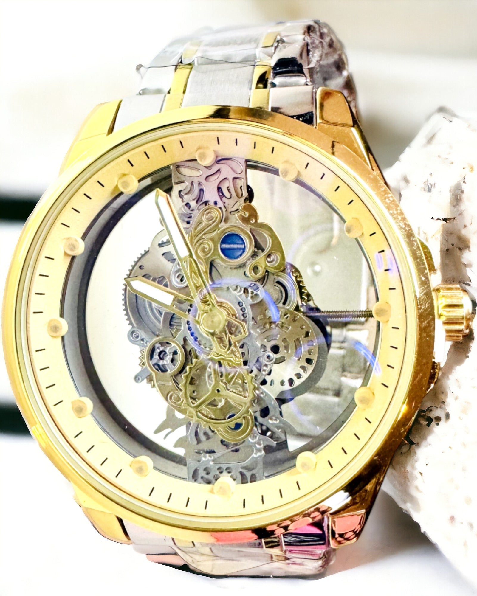 Mænds Kvartsur "Vision Sport" – Dobbeltsidet Gennemsigtig med Aluminium