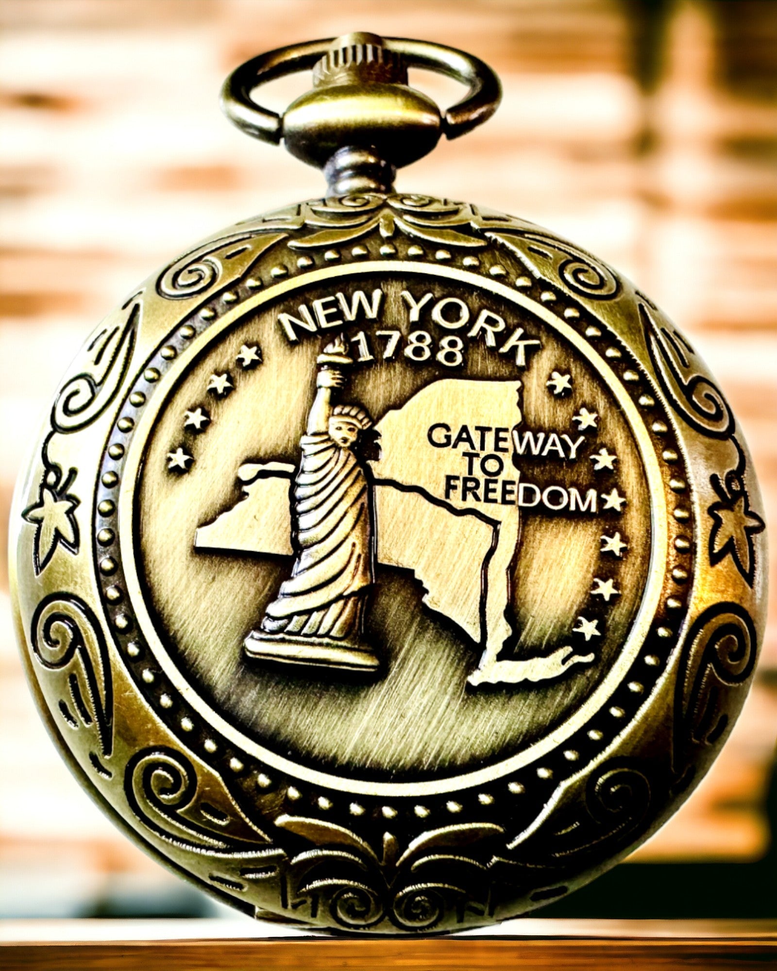 Lomme Kompass Retro med New York Motiv – Multifunktionel, Elegant Kompas med Statue of Liberty Billede