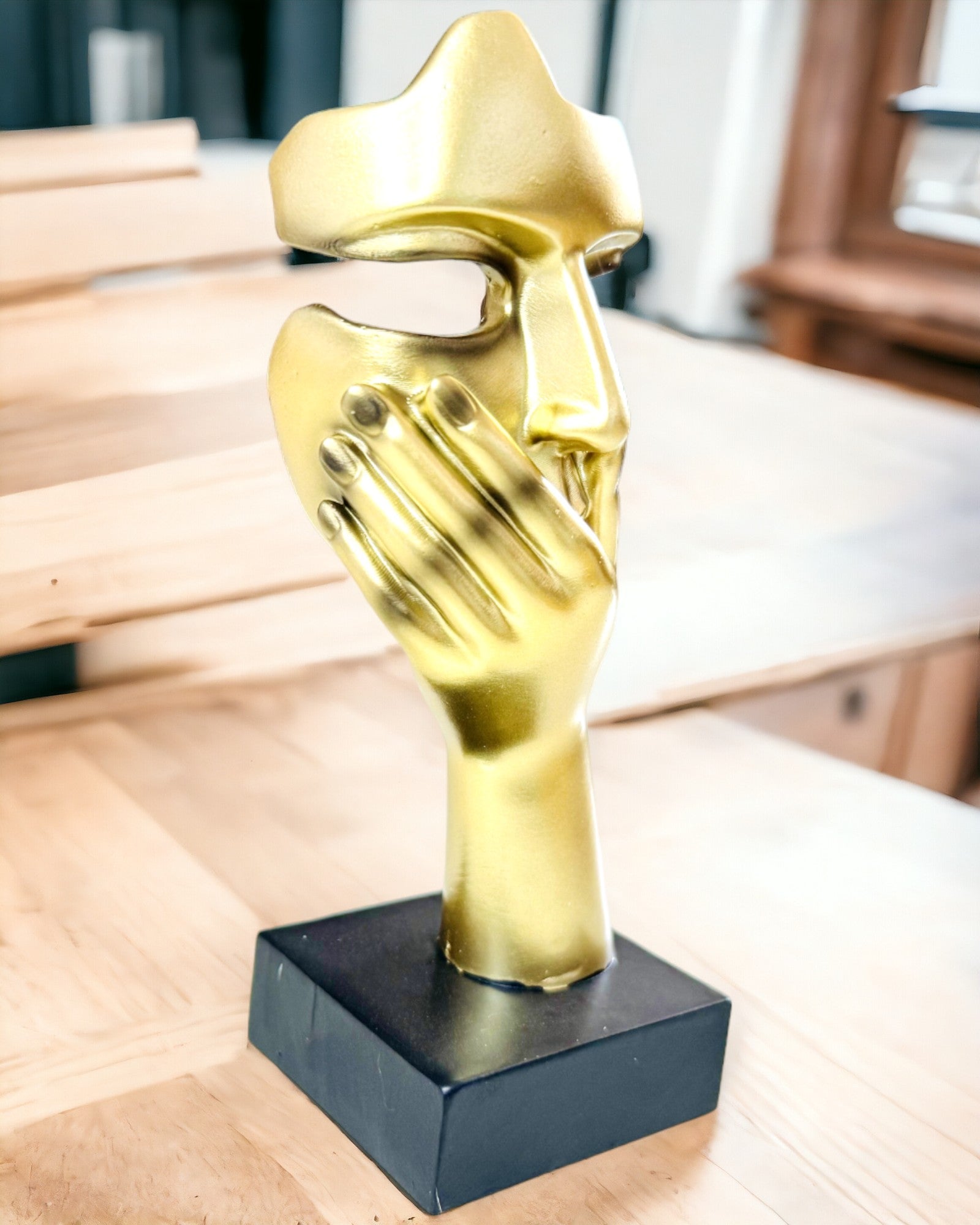 Abstrakt Håndskulptur "Kunstens Berøring" - Europæisk Stil Kontorudsmykning, Personliggørelse med Gravering 2 stk.