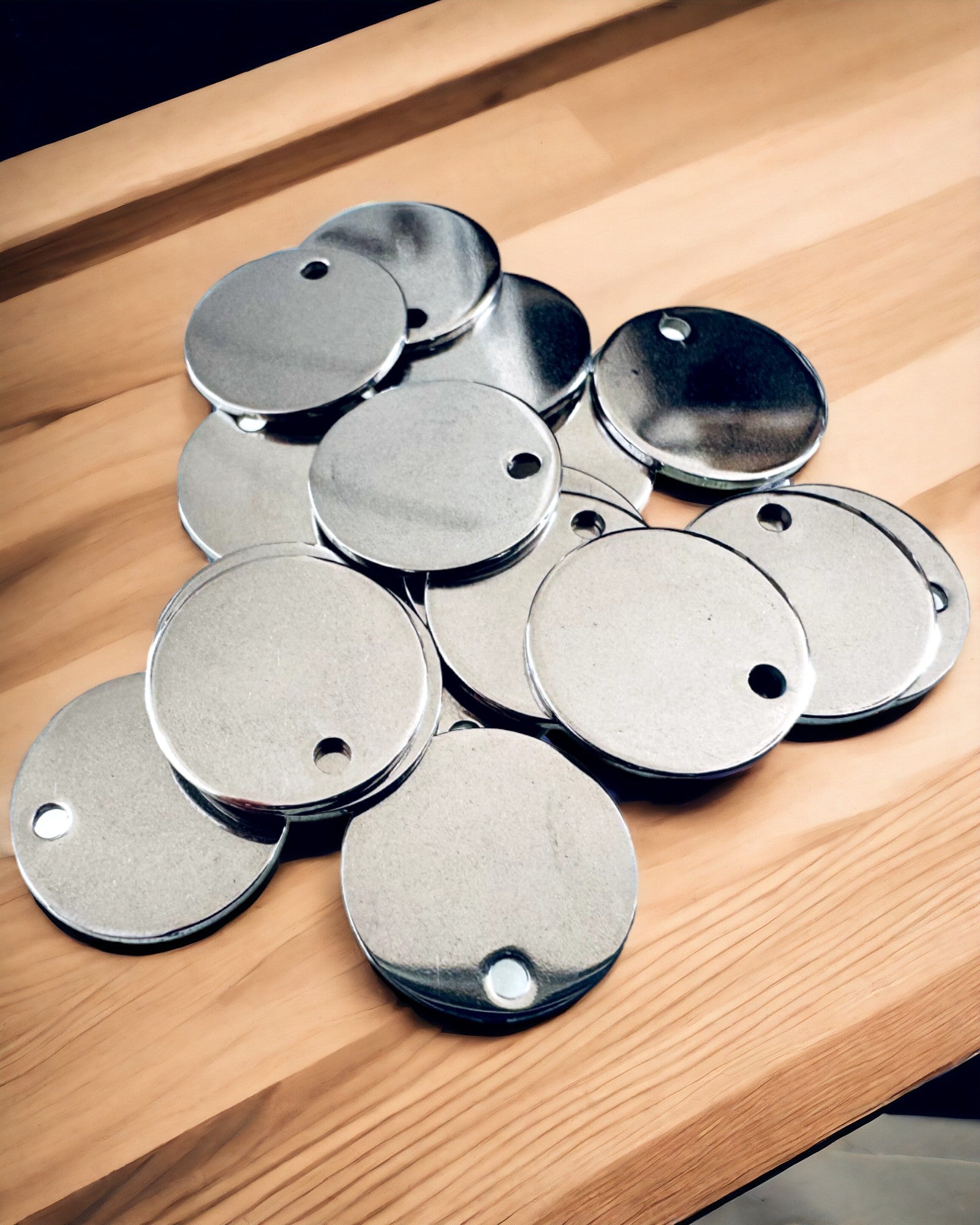 Rundt Vedhæng i Rustfrit Stål til gave med mulighed for Personalisering, gravering