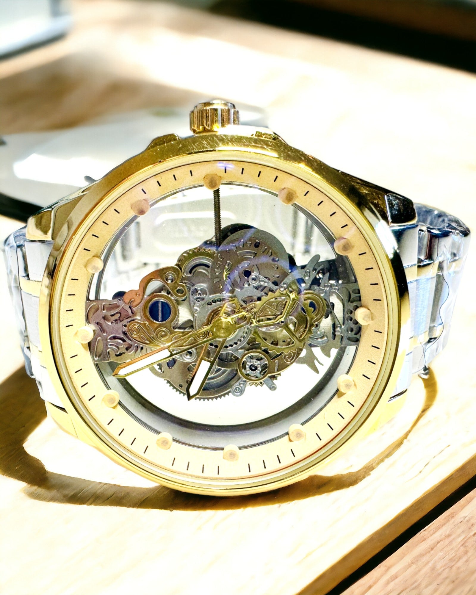 Mænds Kvartsur "Vision Sport" – Dobbeltsidet Gennemsigtig med Aluminium