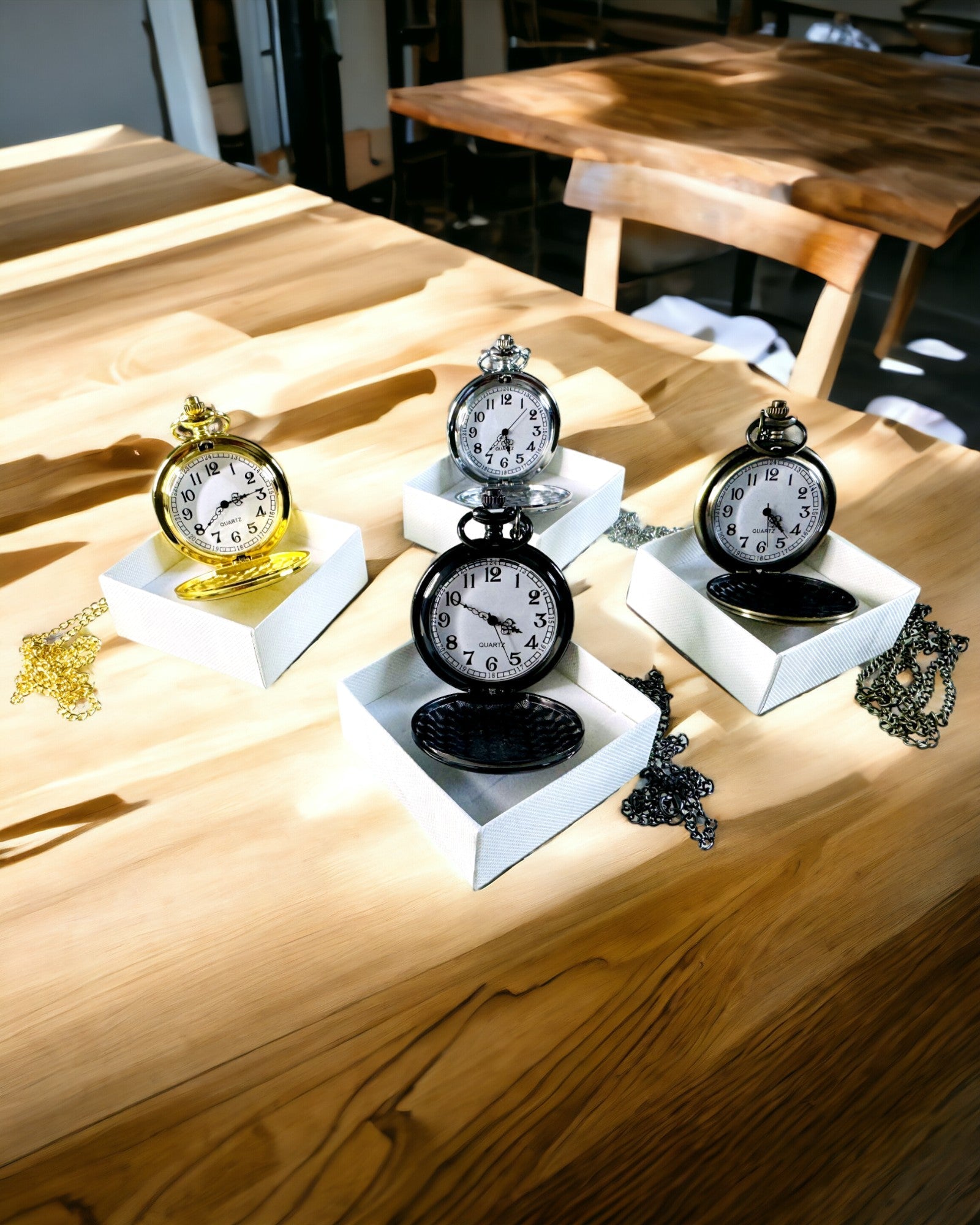 Sort lommeur "Klassisk Elegans" med mulighed for gravering