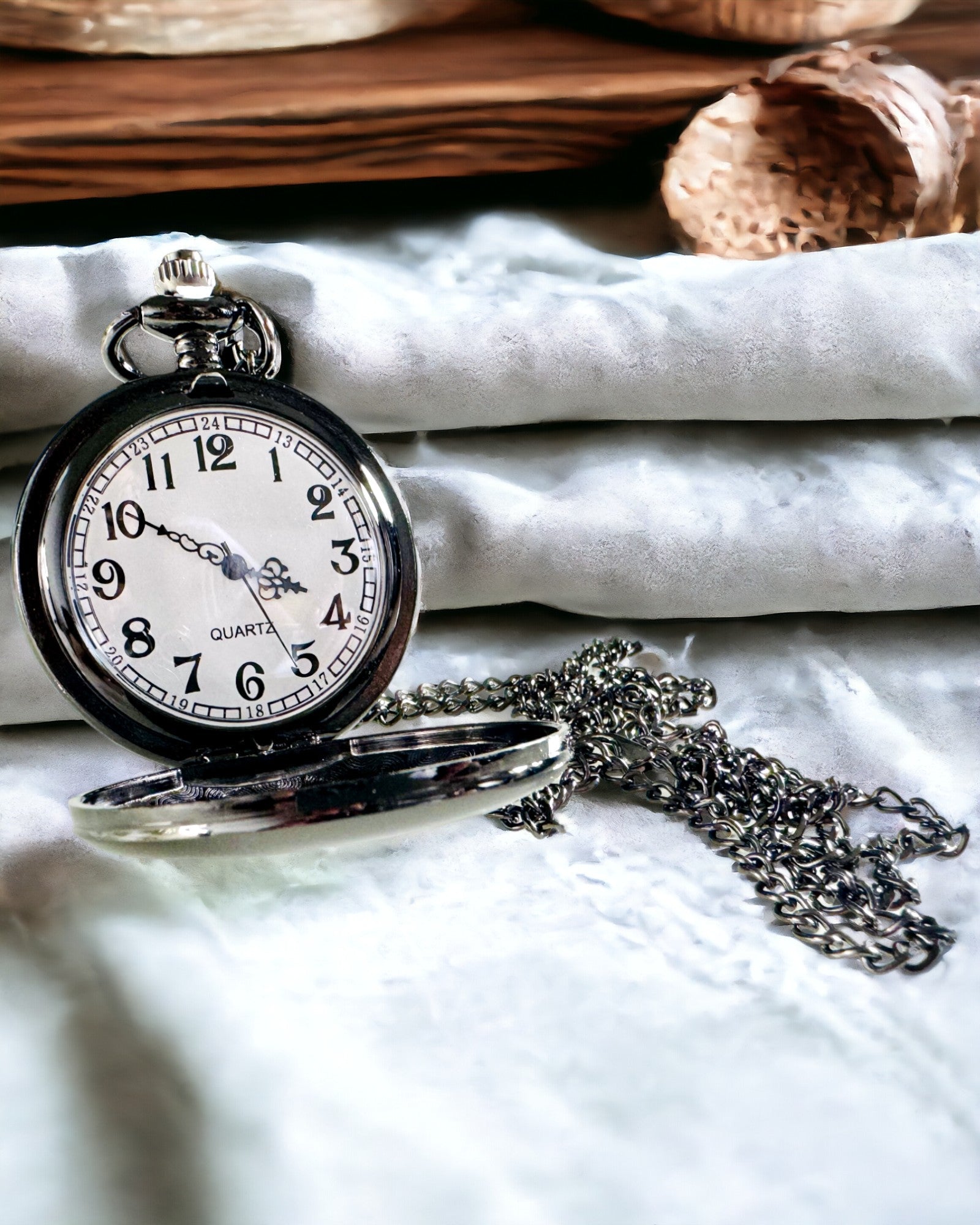 Sort lommeur "Klassisk Elegans" med mulighed for gravering