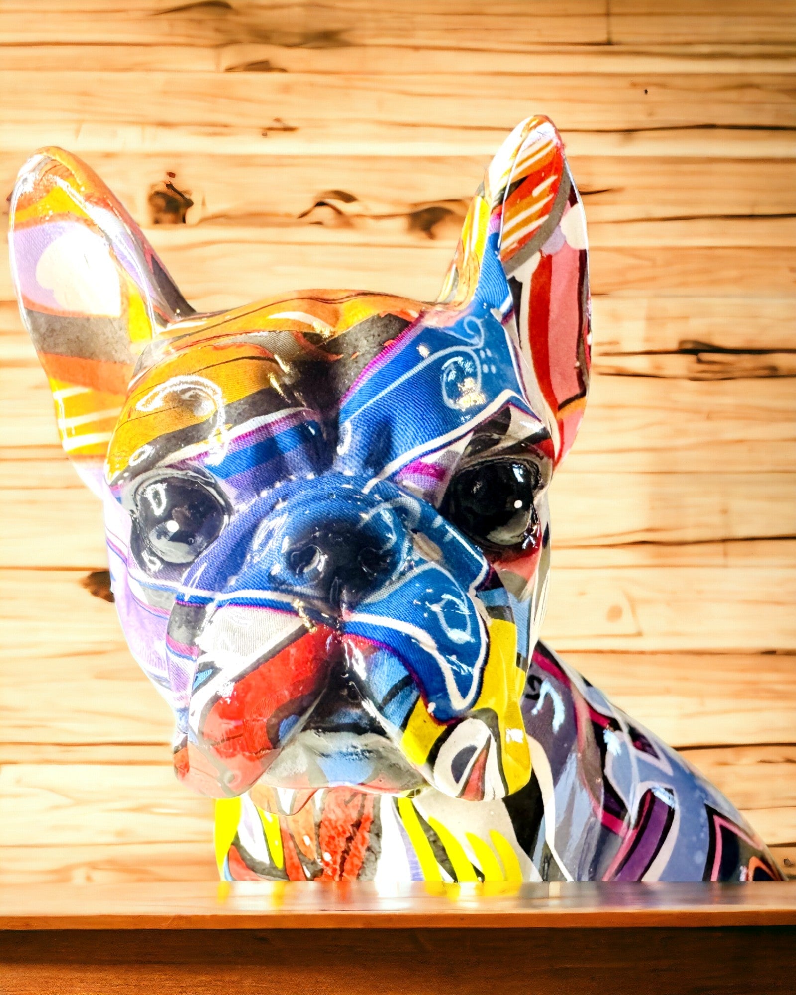 Håndlavet Fransk Bulldog Figur i Street Art Stil med Mulighed for Gravering