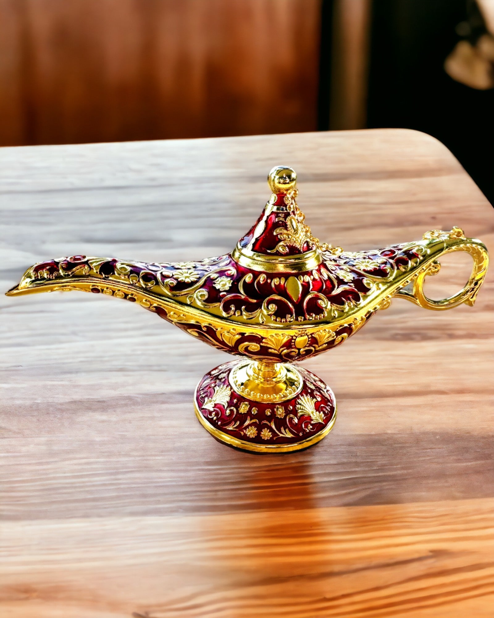 Magisk Aladdins Lampe med Gravering - Bordeaux Variant, flettet med guld